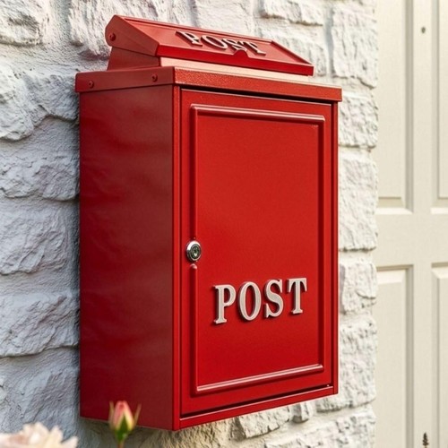 Vibrant red wall mounted post - wall,
