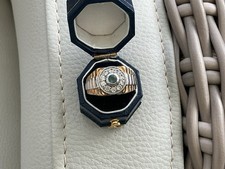 Platinum On 925 Sterling Silver Natural Alexandrite / Zircon Ring. Size M. 7.7g.