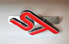 Front ST Style Badge Red and Chrome Edged Compatible with Ford Fiesta Focus Puma