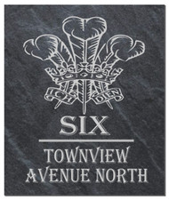  Personalised Wales Feathers design Slate Door Gate Plaque name plate Sign home