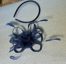 Navy Blue Flower Feather Fascinator Hairband/Clip Wedding Hat Royal Party Races