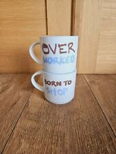 Jamie Oliver Mugs Stackable Over Worked & Born To Shop Ideal Foe Him & Her 