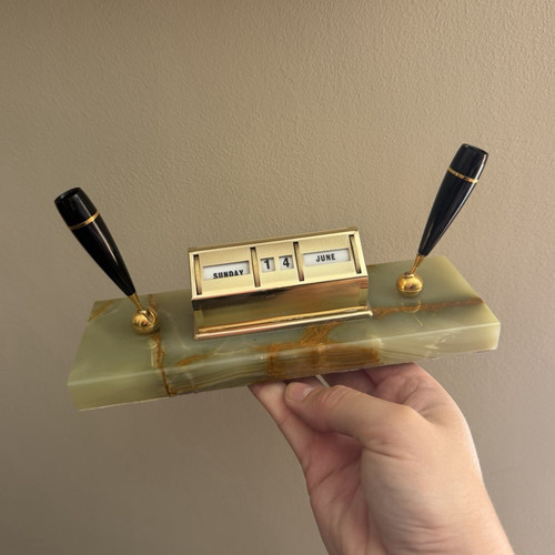 Vintage onyx desk set desktop - vintage,