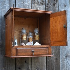Antique Mahogany Wall Mounted Bathroom Cabinet Kitchen Spice Rack Drawer