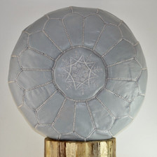 MOROCCAN GREY LEATHER  POUFFE