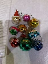 Vintage Old Christmas Tree Baubles X 9 Glass Hand Decorated Harrods 84