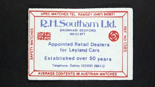 Matchbox label southam - r,