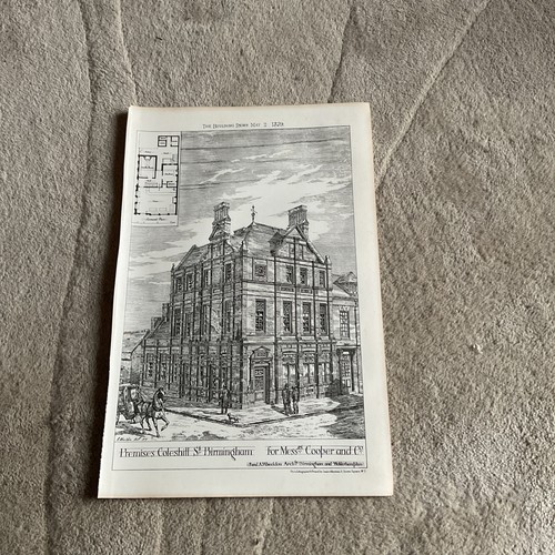 Antique print 1879 birmingham - antique,