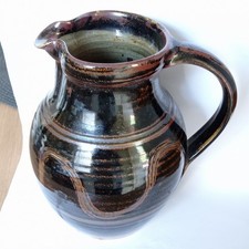 Winchcombe pottery Jug Tenmoku Glaze 20cm