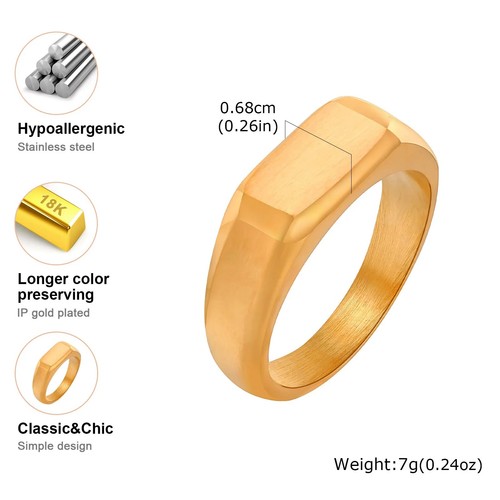 Stainless steel signet ring - stainless,