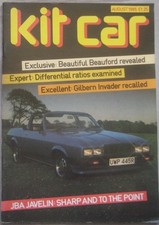 Kit Car magazine August 1985 featuring Beauford, Gilbern, JBA Javelin, Navajo