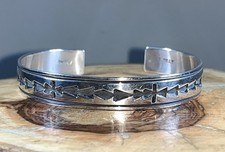 Navajo T Billy Sterling Silver Cut Out Pattern Design Cuff Native American