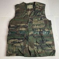 Follow Me Vintage Mens Green Camo Utility Fishing Hunting Vest Size 48 (Medium)