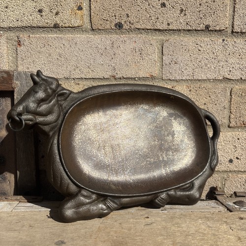 Vintage cast iron skillet cow - iron,