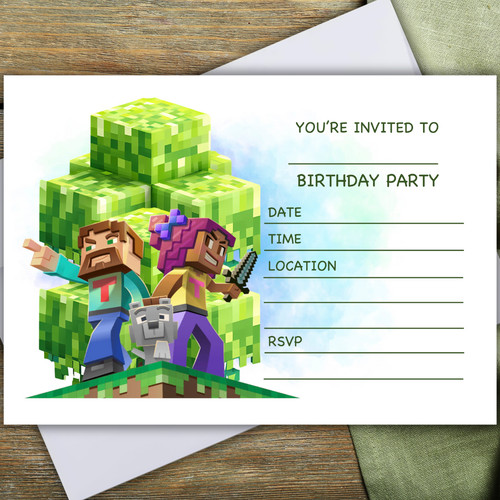 Minecraft party invitations - minecraft,