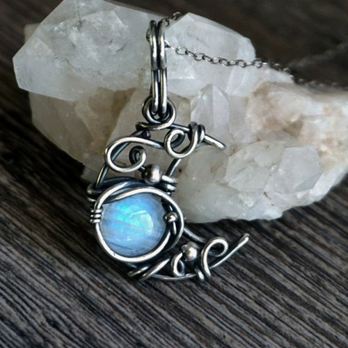 Moonstone crescent moon retro - crescent,