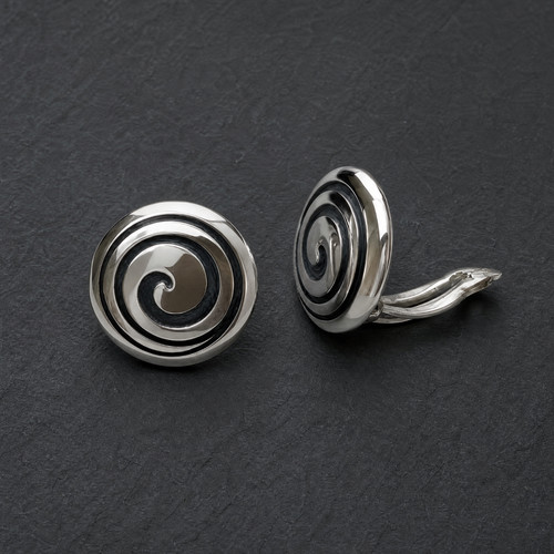 Sterling silver clip - silver, earrings