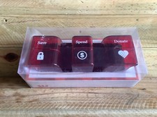 WESTPAC BANK RED PLASTIC SAVE SPEND DONATE VINTAGE SAVINGS MONEY BOX BOXED