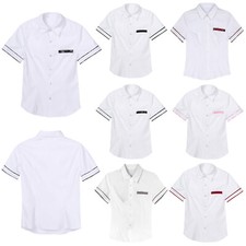UK Ladies Women Japanese School Girl Cosplay Costume Short Sleeves Shirt Tops