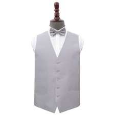 Mens Waistcoat & Bow Tie Set Plain Shantung Formal Wedding Tuxedo Vest by DQT