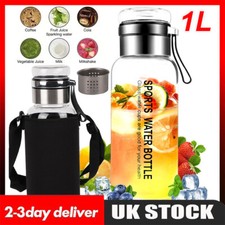 Glass Water Bottles Large Clear Borosilicate Glass Water Bottle w/Protective Cas