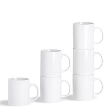 6x Classic White Mugs