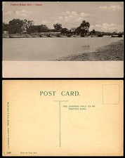 India Old Postcard PONTOON BRIDGE RAVI Boats LAHORE River Scene (British Indian)