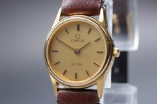 Vintage "NEAR MINT" OMEGA De Ville Cal.1450 Gold Dial Quartz Women's Watch JAPAN