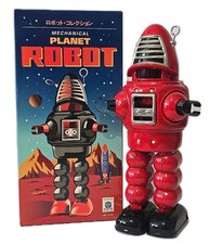 Vintage Style Clockwork Robot Wind Up Walking Robot Toy Schylling Ha Ha MS430.