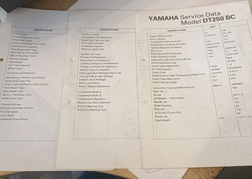 Yamaha dt250 service data - dt250,