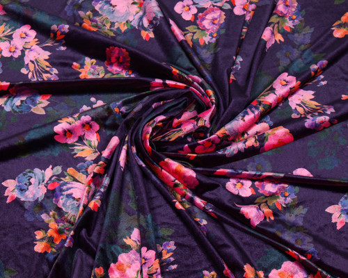 Velvet velour vintage floral - velour,