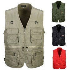 Fishing Mens Pocket Hiking Multi Vest Hunting Body Warmer Gilet Jacket Waistcoat