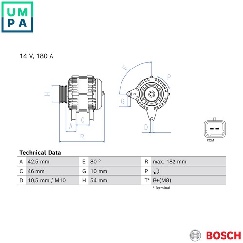 Alternator 986 084 650 for - 0,