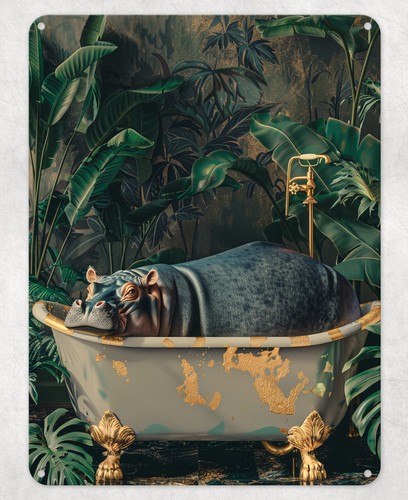 Hippopotamus bath tub - hippopotamus, metal