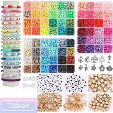 Clay Beads Bracelet Making Kit Round Flat Beads Polymer Clay Beads Set DIY Kit