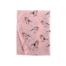 Robin Bird Print Scarf Christmas Collection Light Wight Shawl Wrap