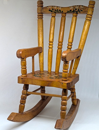 Vintage wooden spindle rocking - vintage,