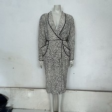 Vintage 80s Janice Wainwright Sample Silk Midi Dress Wrap Round Black White 8 10