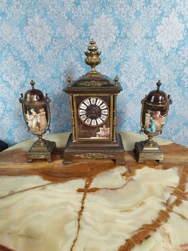Antique mantel clock table - antique,