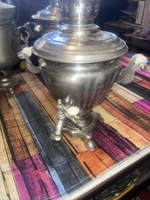 Vintage Russian Samovar – Metal Tea Urn with Handles 
