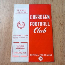1959/60 Aberdeen vs Stirling Albion - Scottish League First Division  **FREE P&P