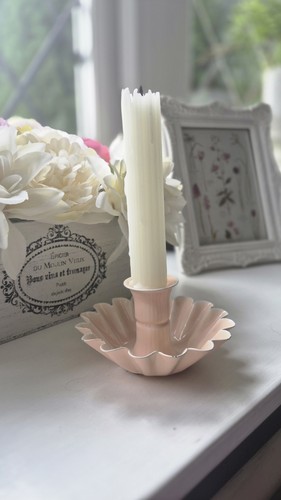 Vintage pink enamel candle - enamel,