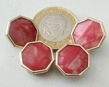 Art Deco Cufflinks Coral Red /