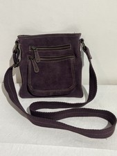 Fat Face Crossbody Bag Amethyst Purple Suede Adjustable Strap Multi Pockets VGC