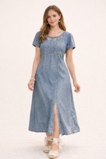 Vintage 80s Denim Dress Womens