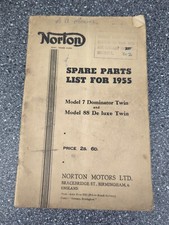 Norton Spare Parts List For 1955 Model 7 Dominator Twin And Model 88 Deluxe twin