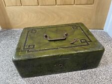 Vintage Heavy Metal STRONGHOLD CASH Box With Key-35 X 25 X 11.5 CM Khaki Green