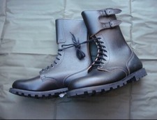 French Army Unworn Black Ranger Style Buckle Combat Boots Marbot Neuvic Size 48