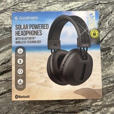 Goodmans Solar Powered Bluetooth Headphones Black W Microphone 30 Hours Play NEW
