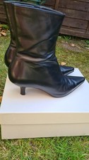 LK BENNETT black Leather Pointy Kitten Heeled Boots UK Size 3